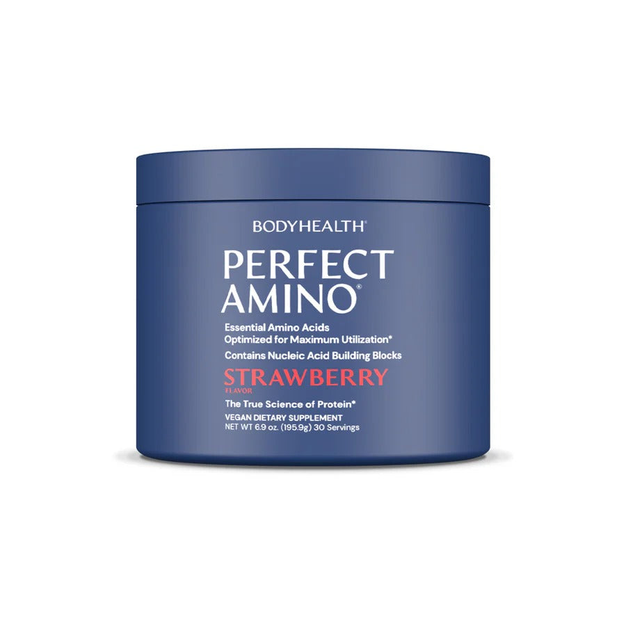 BodyHealth PerfectAmino Powder - BCAA and EAA Powder for Pre and Post Workout - Amino Acid Energy Drink for Men and Women to Support Lean Muscle and Recovery - Strawberry