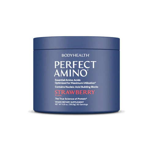 BodyHealth PerfectAmino Powder - BCAA and EAA Powder for Pre and Post Workout - Amino Acid Energy Drink for Men and Women to Support Lean Muscle and Recovery - Strawberry